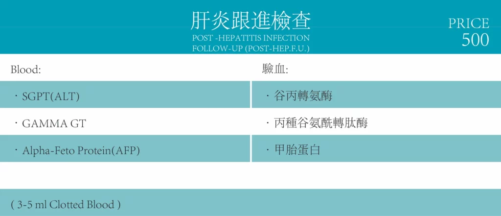 乙型肝炎抗體測試 · 價格表4
